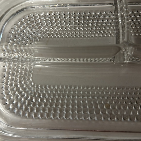 Duncan miller teardrop patter oblong 3 section serving dish vintage heavy glass - Picture 7 of 7